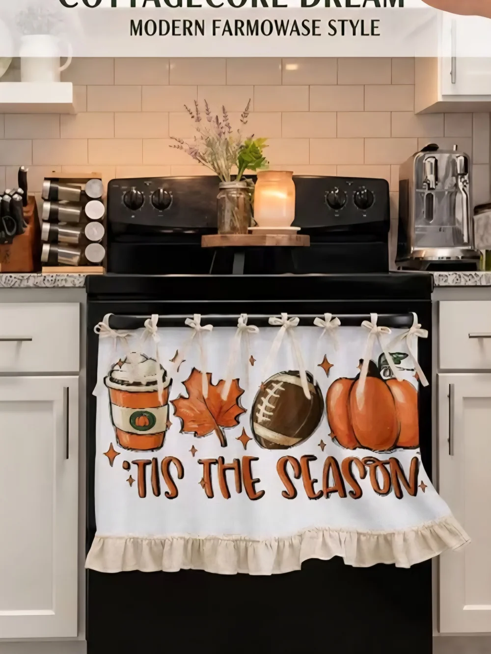 Tis The Season Fall Kitchen Towel - Orange Accent